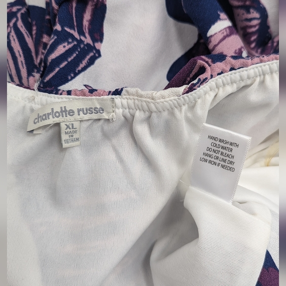 Charlotte Russe Women's M-XL Tropical Pink & Blue Off the Shoulder Cropped Top - Picture 6 of 9